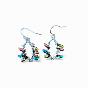 Silver Color Christmas Tree‎ Earrings With Little Lights